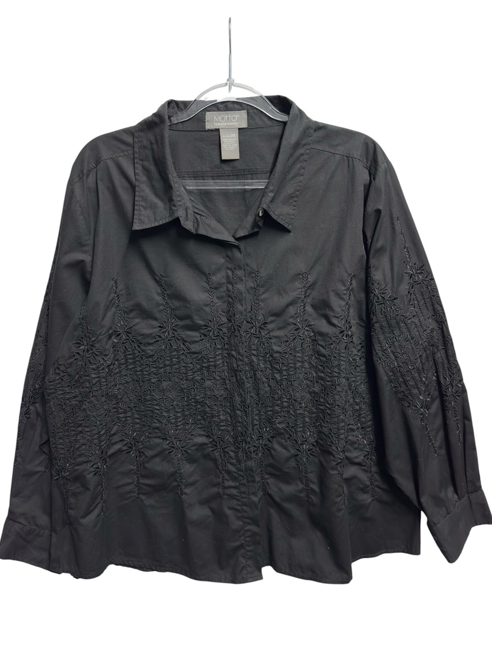 Pure Cotton Knit Chambray Embroidered Floral Vines Oxford Poplin Shirt